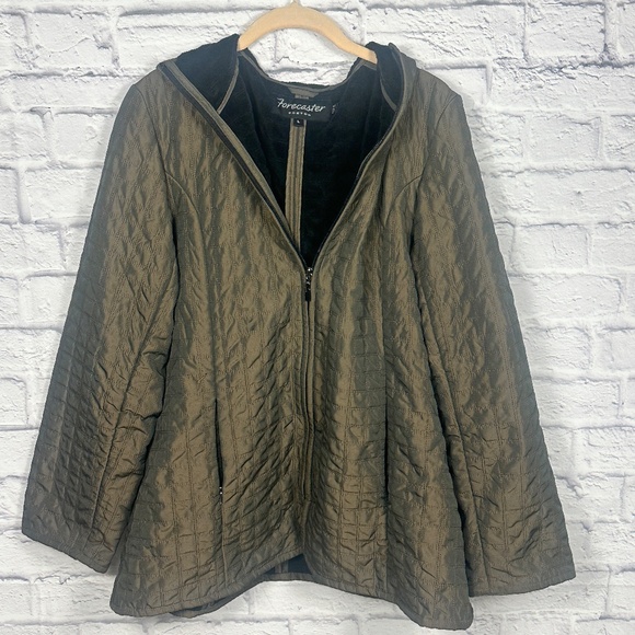 Forecaster of Boston Quilted Hooded Jacket – Large- Olive Iridescent Sheen - Picture 9 of 11